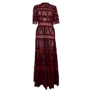 Zimmermann Lace-trimmed Maxi Dress in Burgundy Silk